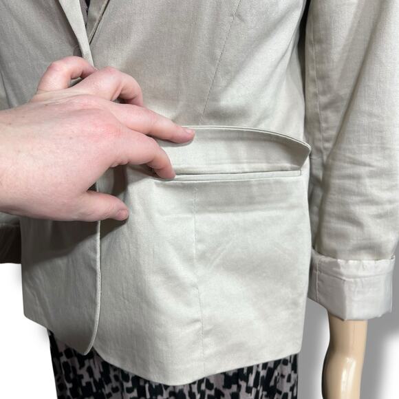 212 Collection Womens Blazer Suit Jacket Single Breast Notched Collar Beige Sz 8 - Picture 9 of 15